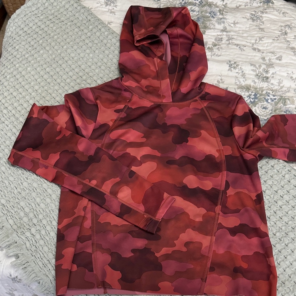 Athleta Pink and Red Patterned Hoodie
